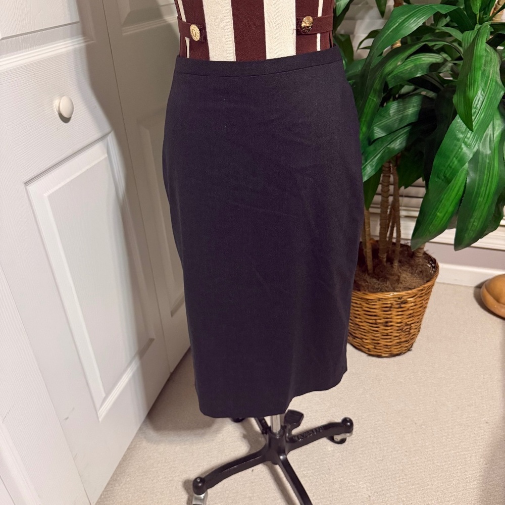 Vtg Banana Republic Stretch Charcoal Gray Wool Blend Knee Length Lined Skirt 0